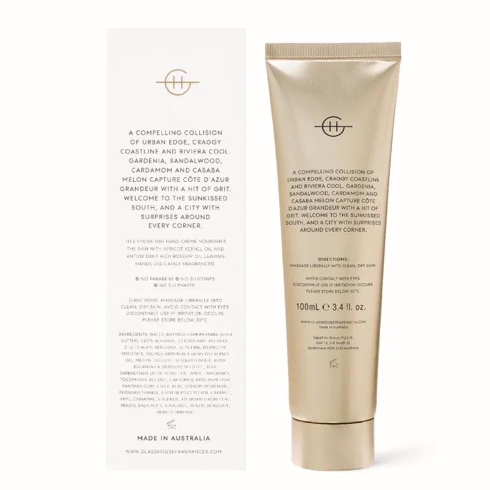 GLASSHOUSE FRAGRANCES MARSEILLE MEMOIR GARDENIA HAND CREAM 3.4oz BRAND NEW - Picture 3 of 6